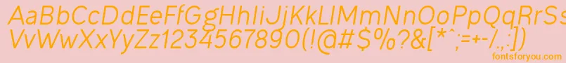 Fonte OgonekItalic – fontes laranjas em um fundo rosa