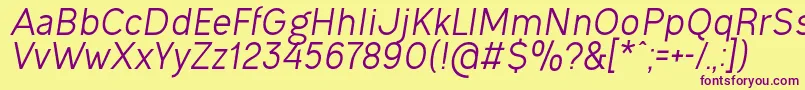 OgonekItalic Font – Purple Fonts on Yellow Background