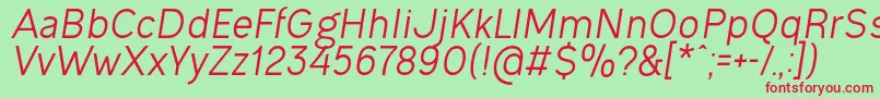 OgonekItalic Font – Red Fonts on Green Background