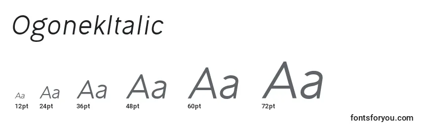 Размеры шрифта OgonekItalic
