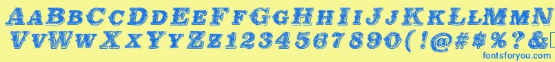 Mildeast Font – Blue Fonts on Yellow Background