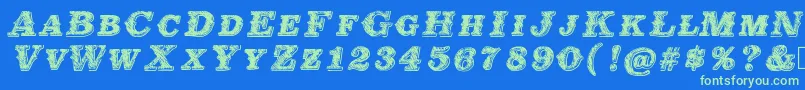 Mildeast Font – Green Fonts on Blue Background