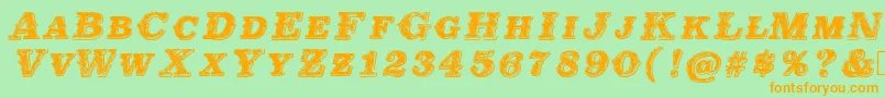 Mildeast Font – Orange Fonts on Green Background