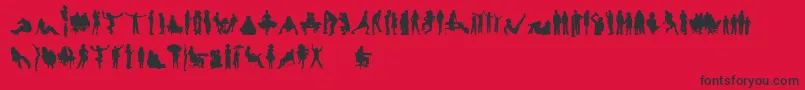 フォントHumanSilhouettesFreeFour – 赤い背景に黒い文字