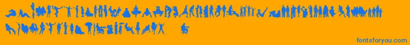 HumanSilhouettesFreeFour Font – Blue Fonts on Orange Background