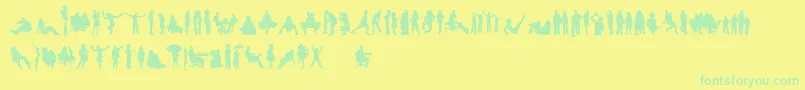 HumanSilhouettesFreeFour Font – Green Fonts on Yellow Background