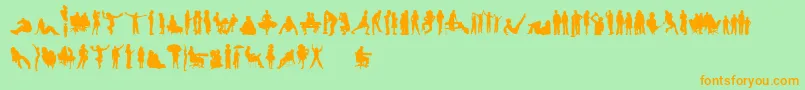 HumanSilhouettesFreeFour Font – Orange Fonts on Green Background