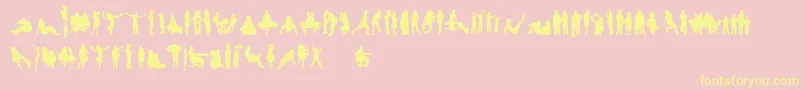 HumanSilhouettesFreeFour Font – Yellow Fonts on Pink Background