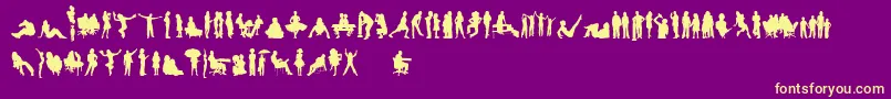 HumanSilhouettesFreeFour Font – Yellow Fonts on Purple Background