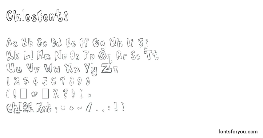 Czcionka ChloeFont0 – alfabet, cyfry, specjalne znaki