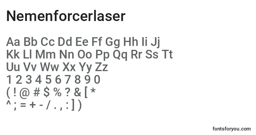 A fonte Nemenforcerlaser – alfabeto, números, caracteres especiais