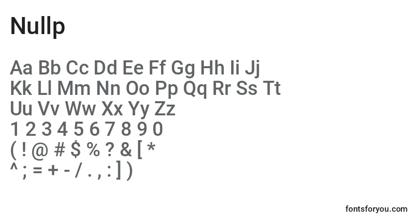 Fuente Nullp - alfabeto, números, caracteres especiales