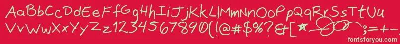 JonSans-Schriftart – Grüne Schriften auf rotem Hintergrund