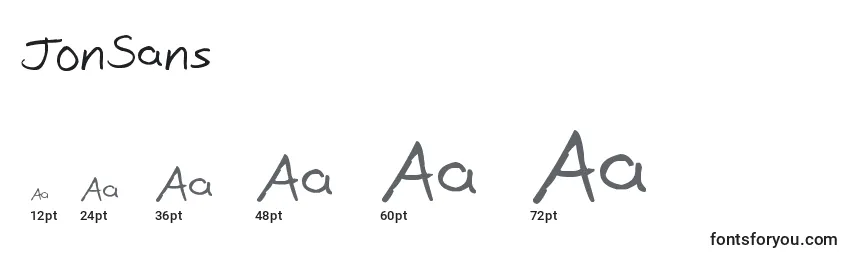 JonSans Font Sizes