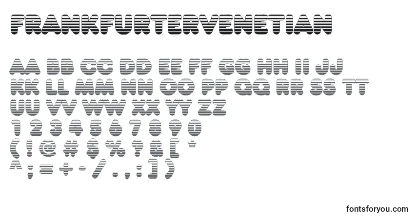Frankfurtervenetian-fontti – aakkoset, numerot, erikoismerkit