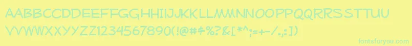 Mufferawfree-Schriftart – Grüne Schriften auf gelbem Hintergrund