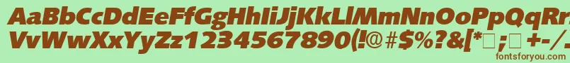 Fonte LansetteDisplaySsiItalic – fontes marrons em um fundo verde