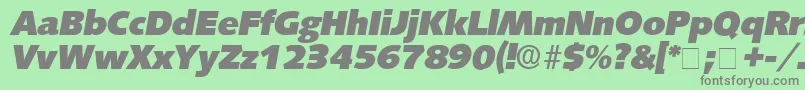 Fonte LansetteDisplaySsiItalic – fontes cinzas em um fundo verde
