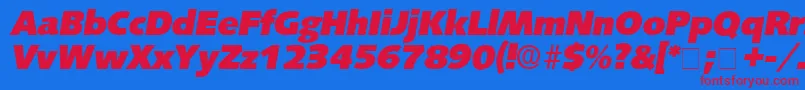 LansetteDisplaySsiItalic-Schriftart – Rote Schriften auf blauem Hintergrund