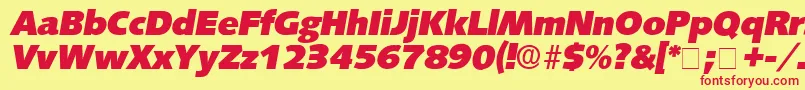 Fonte LansetteDisplaySsiItalic – fontes vermelhas em um fundo amarelo