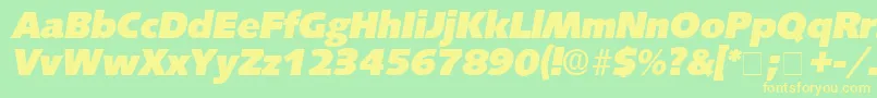 フォントLansetteDisplaySsiItalic – 黄色の文字が緑の背景にあります