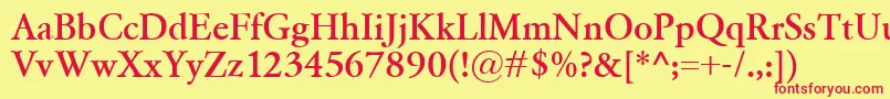 GaramondClassicoBold-Schriftart – Rote Schriften auf gelbem Hintergrund