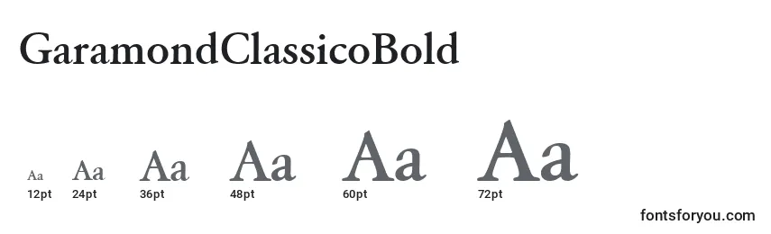 Größen der Schriftart GaramondClassicoBold