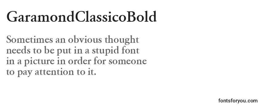 Review of the GaramondClassicoBold Font