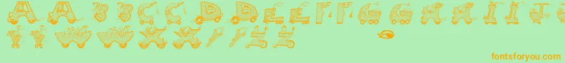 フォントMovingletters – オレンジの文字が緑の背景にあります。