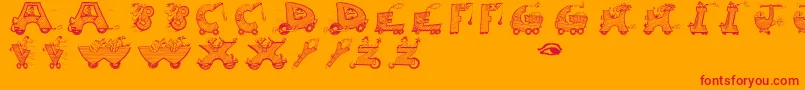 Movingletters-Schriftart – Rote Schriften auf orangefarbenem Hintergrund