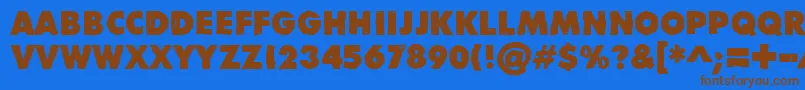 フォントDivisibleInvisibleLow – 茶色の文字が青い背景にあります。