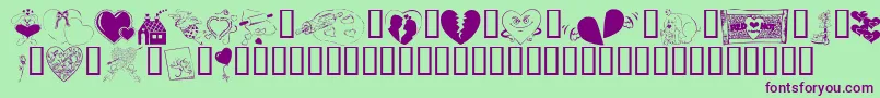 KrBelatedValentine Font – Purple Fonts on Green Background