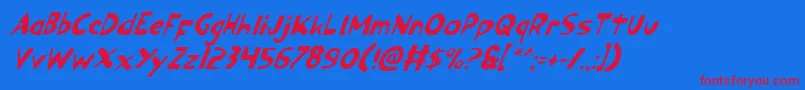 OzymandiasItalic Font – Red Fonts on Blue Background