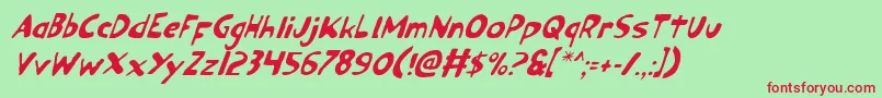 OzymandiasItalic Font – Red Fonts on Green Background