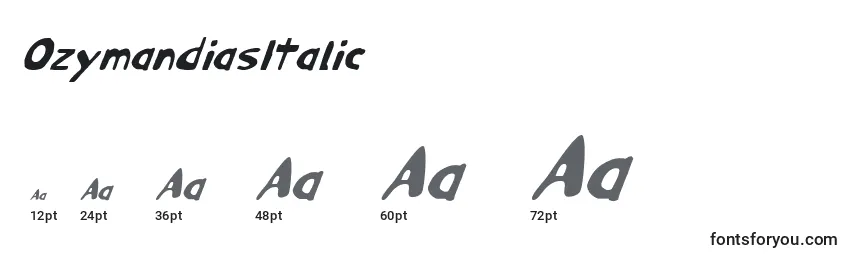 Размеры шрифта OzymandiasItalic