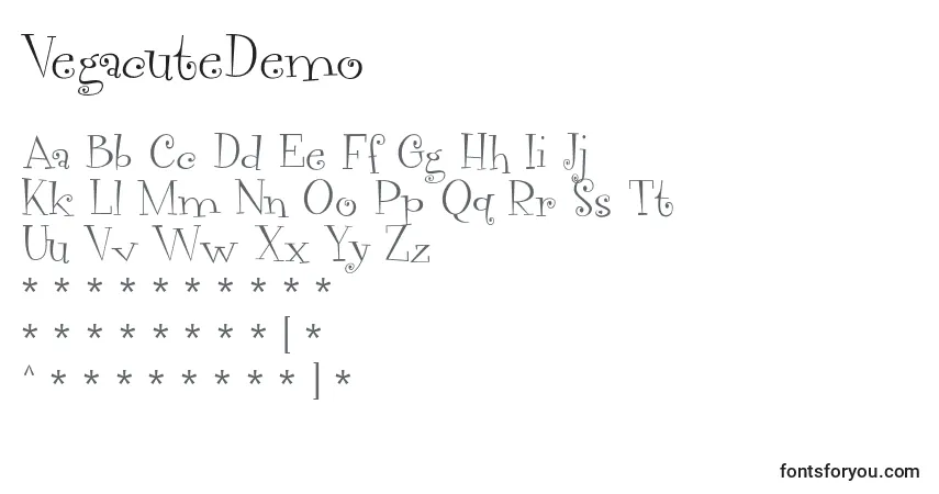 Schriftart VegacuteDemo – Alphabet, Zahlen, spezielle Symbole