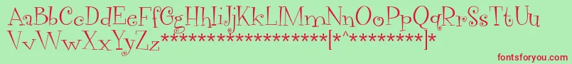 VegacuteDemo-Schriftart – Rote Schriften auf grünem Hintergrund