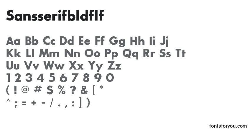 A fonte Sansserifbldflf – alfabeto, números, caracteres especiais