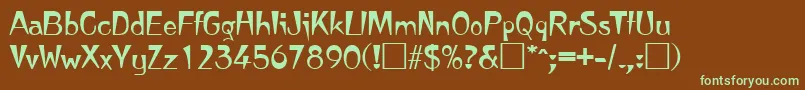 JapanetteRegular-fontti – vihreät fontit ruskealla taustalla
