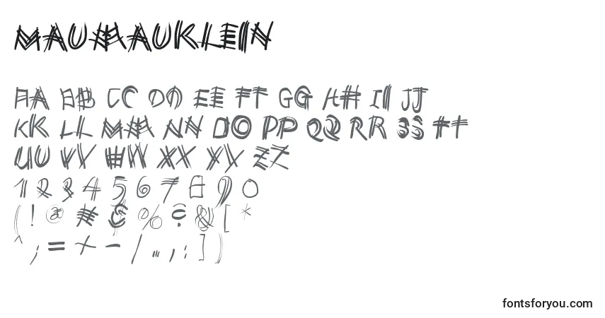 Czcionka Maumauklein – alfabet, cyfry, specjalne znaki