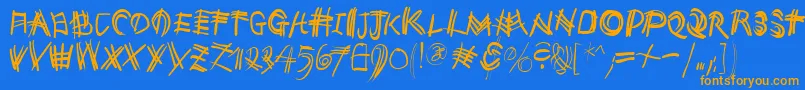 Maumauklein Font – Orange Fonts on Blue Background