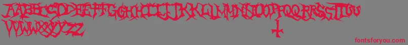 BrutalToothフォントについての詳細 フォントBrutalTooth – 赤い文字の灰色の背景