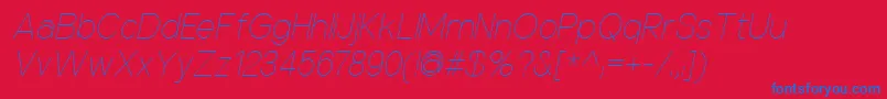 NuorderThinitalic-Schriftart – Blaue Schriften auf rotem Hintergrund