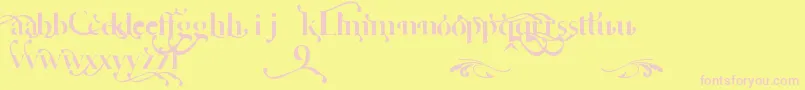 フォントCafeLounge19Trial – ピンクのフォント、黄色の背景