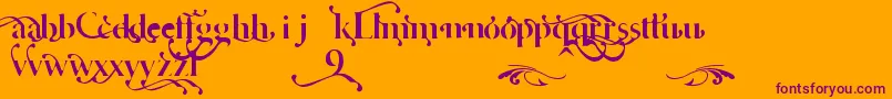 CafeLounge19Trial-fontti – violetit fontit oranssilla taustalla