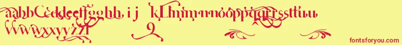 CafeLounge19Trial-fontti – punaiset fontit keltaisella taustalla