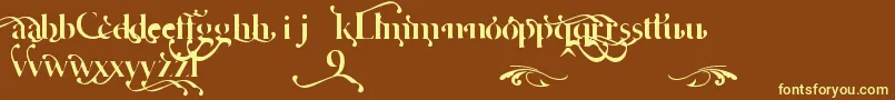 CafeLounge19Trial-fontti – keltaiset fontit ruskealla taustalla