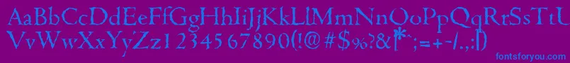 Weitere Informationen zur CambridgerandomRegular-Schriftart CambridgerandomRegular-Schriftart – Blaue Schriften auf violettem Hintergrund