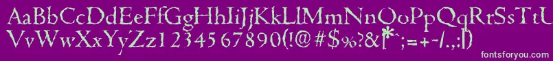 CambridgerandomRegular-Schriftart – Grüne Schriften auf violettem Hintergrund