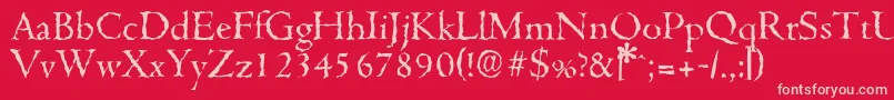CambridgerandomRegular-Schriftart – Rosa Schriften auf rotem Hintergrund